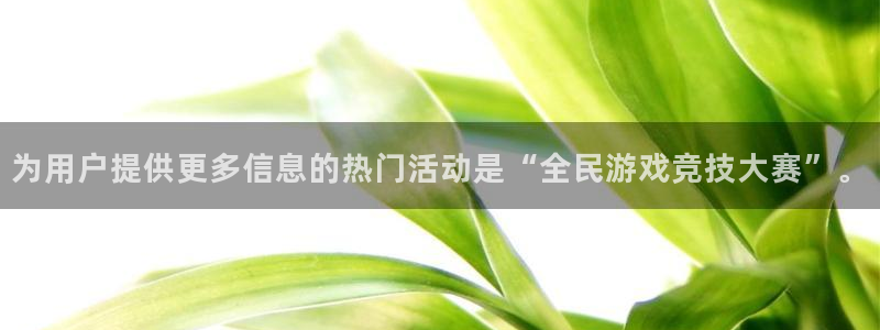 耀世娱乐体育1招商：为用户提供更多信息的热门活动是“全民游戏竞技大赛”。